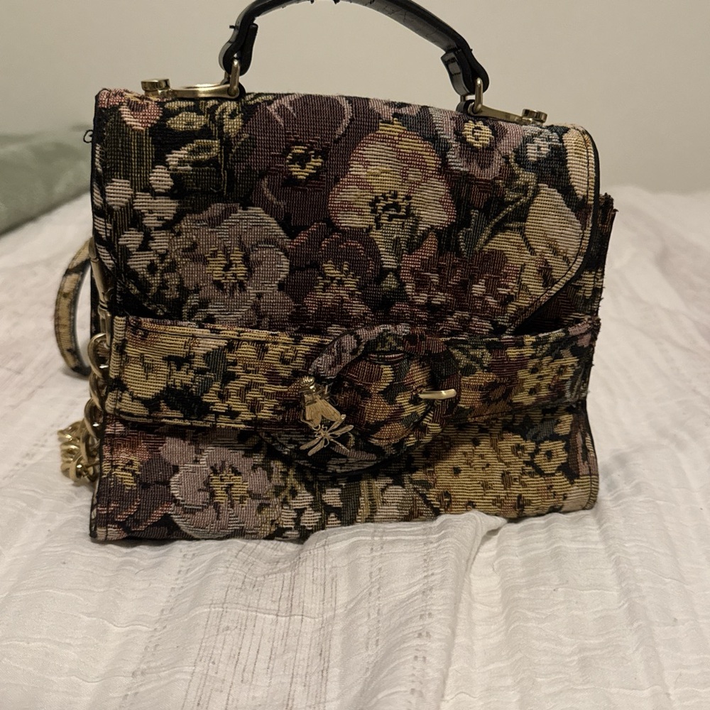 ZARA Floral Tapestry Handbag